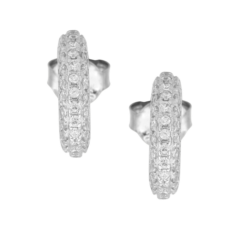 Classic Pave Half-Hoop Earrings