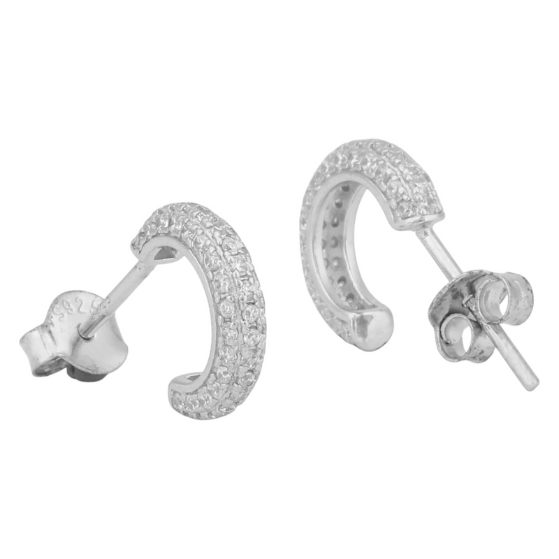 Classic Pave Half-Hoop Earrings