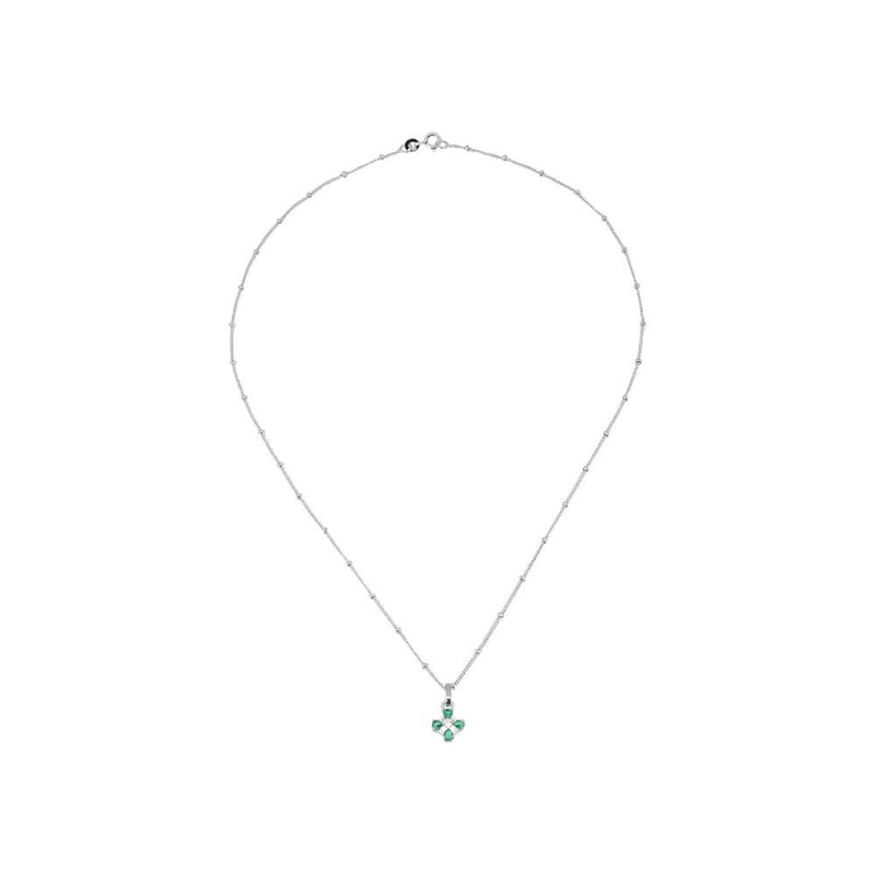 Emerald Flower Pendant Necklace