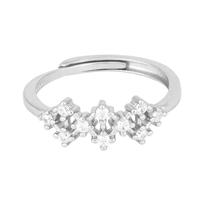 Triple Flower Cluster Adjustable Ring
