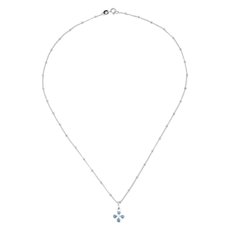 Aqua Blue Flower Pendant Necklace