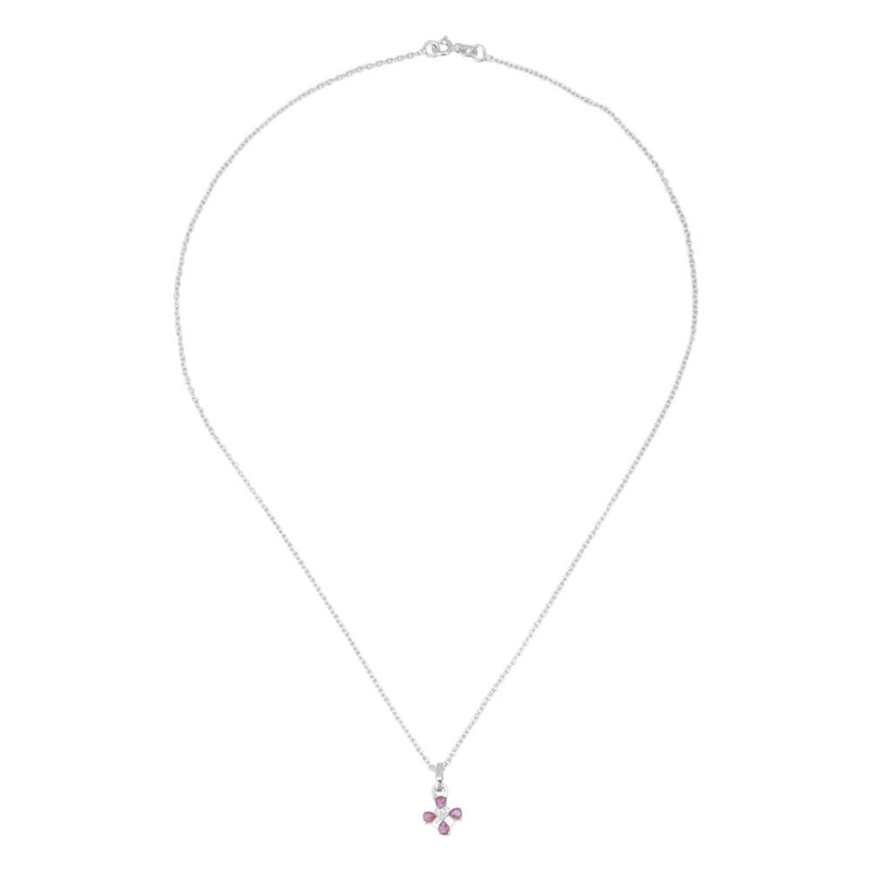 Ruby Flower Pendant Necklace