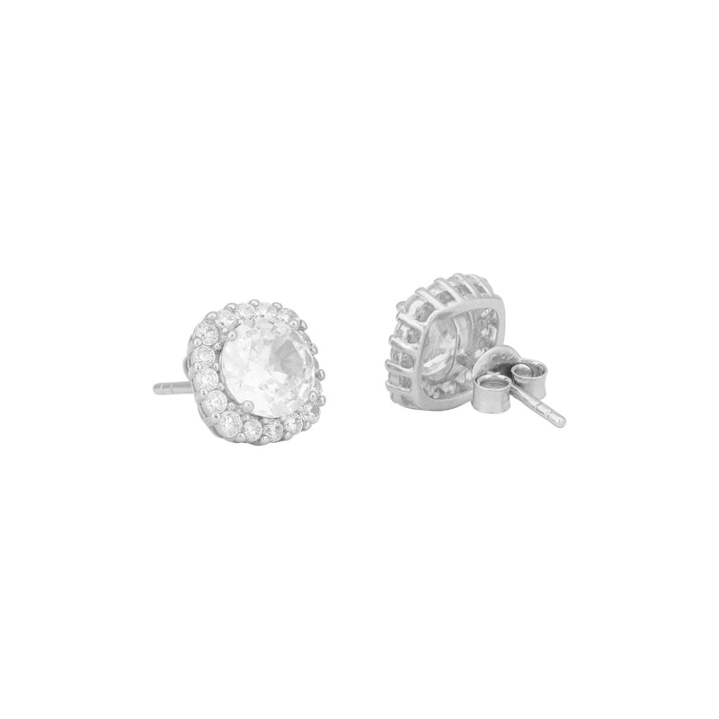 Cushion-Cut Halo Stud Earrings
