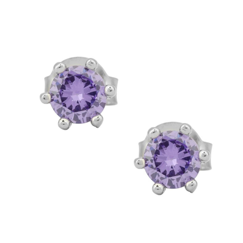 Lavender Spark Solitaire Studs