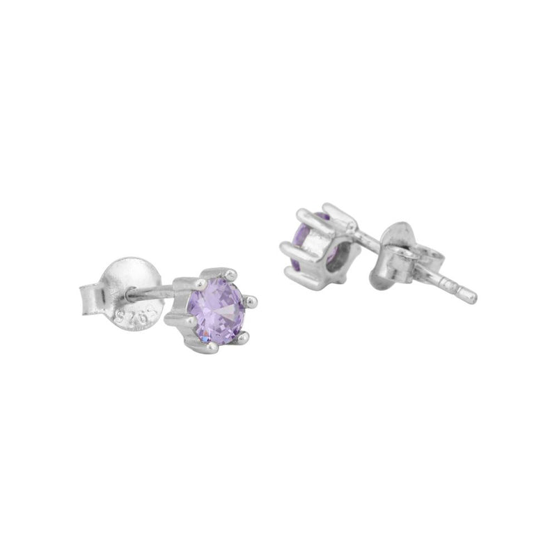 Lavender Spark Solitaire Studs