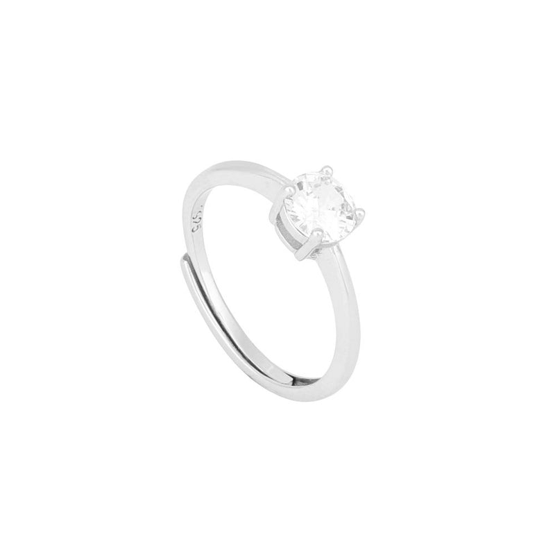 Classic Solitaire Silver Ring