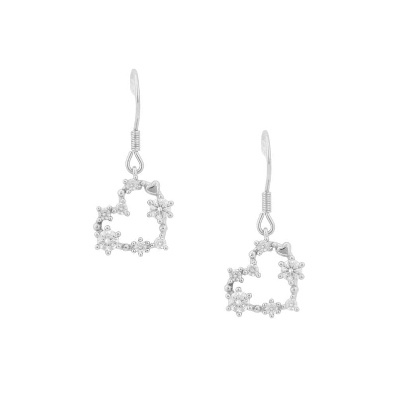 Sparkling Heart Drop Earrings