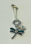 Sterling Silver Dragonfly Chain Charm – "Free" Heart Tag