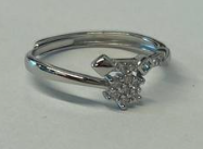 Sterling Silver Adjustable Sparkling Cluster Ring