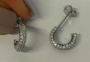 Sterling Silver Classic Pave Half-Hoop Earrings