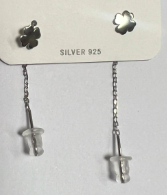 Sterling Silver Clover Chain Drop Studs