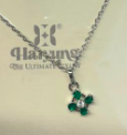 Sterling Silver Emerald Flower Pendant Necklace