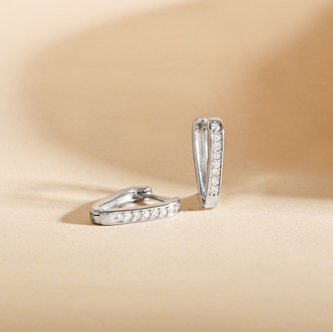 Sterling Silver Sleek Sparkle Huggie Hoops