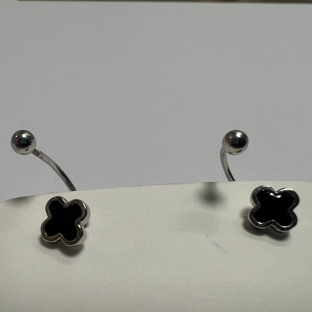 Sterling Silver Midnight Clover Stud Earrings