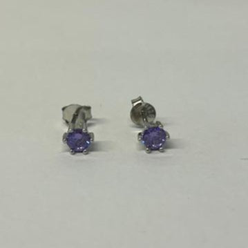 Sterling Silver Lavender Spark Solitaire Studs