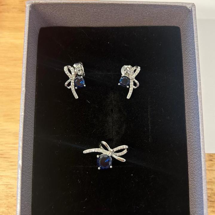 Sterling Silver Midnight Bow Elegant Necklace