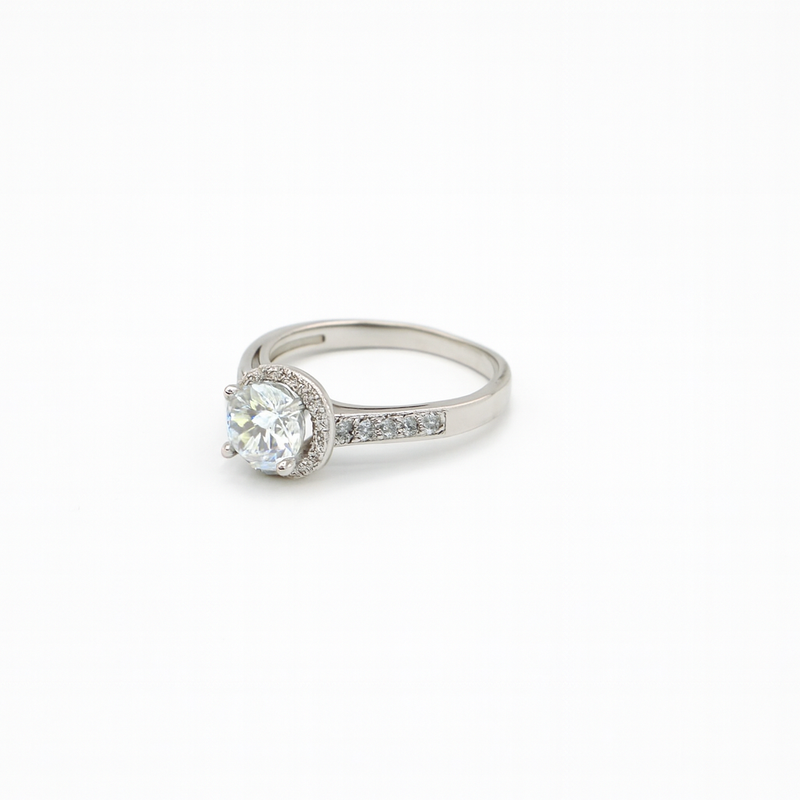Sterling Silver Celeste Solitaire Halo Ring