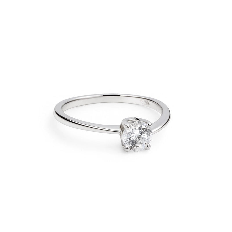 Classic Solitaire Silver Ring