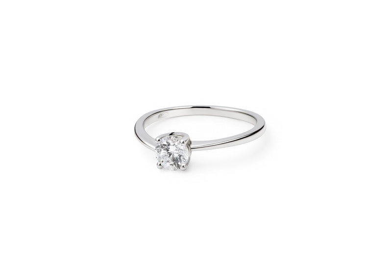 Classic Solitaire Silver Ring
