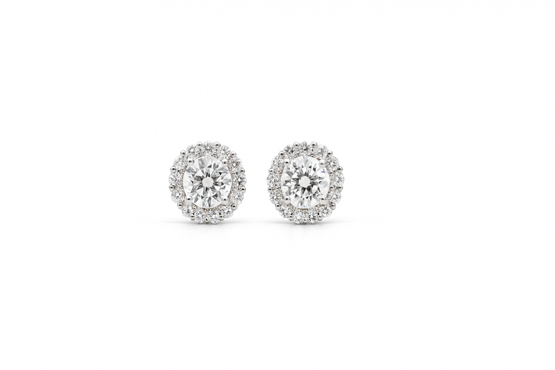 Radiant Halo Cluster Stud Earrings