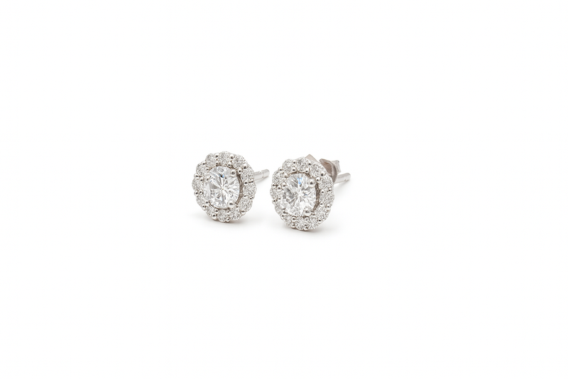 Radiant Halo Cluster Stud Earrings