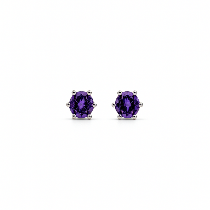 Lavender Spark Solitaire Studs
