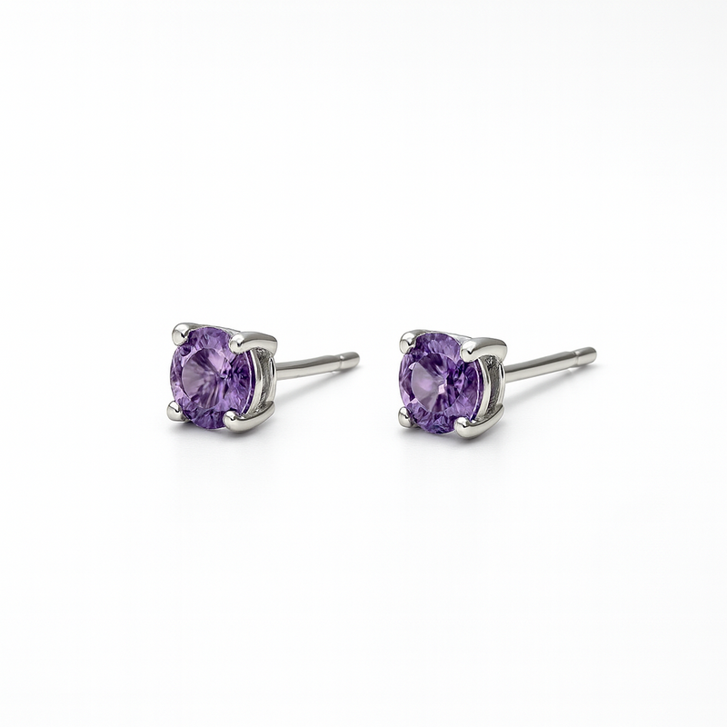 Lavender Spark Solitaire Studs