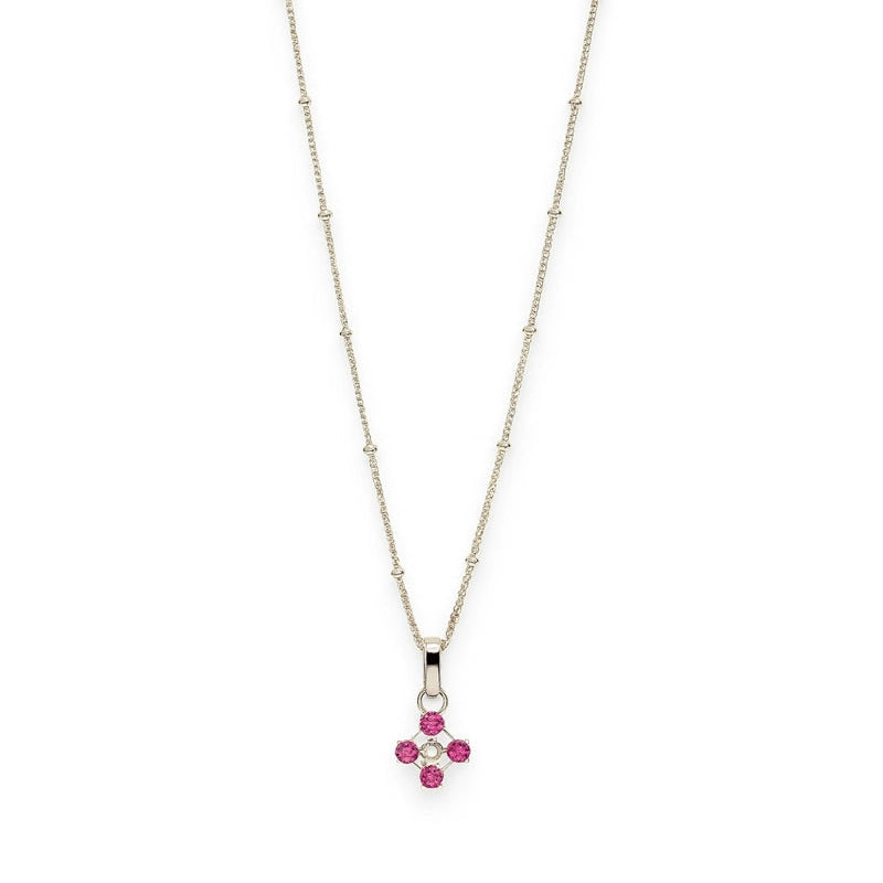 Ruby Flower Pendant Necklace