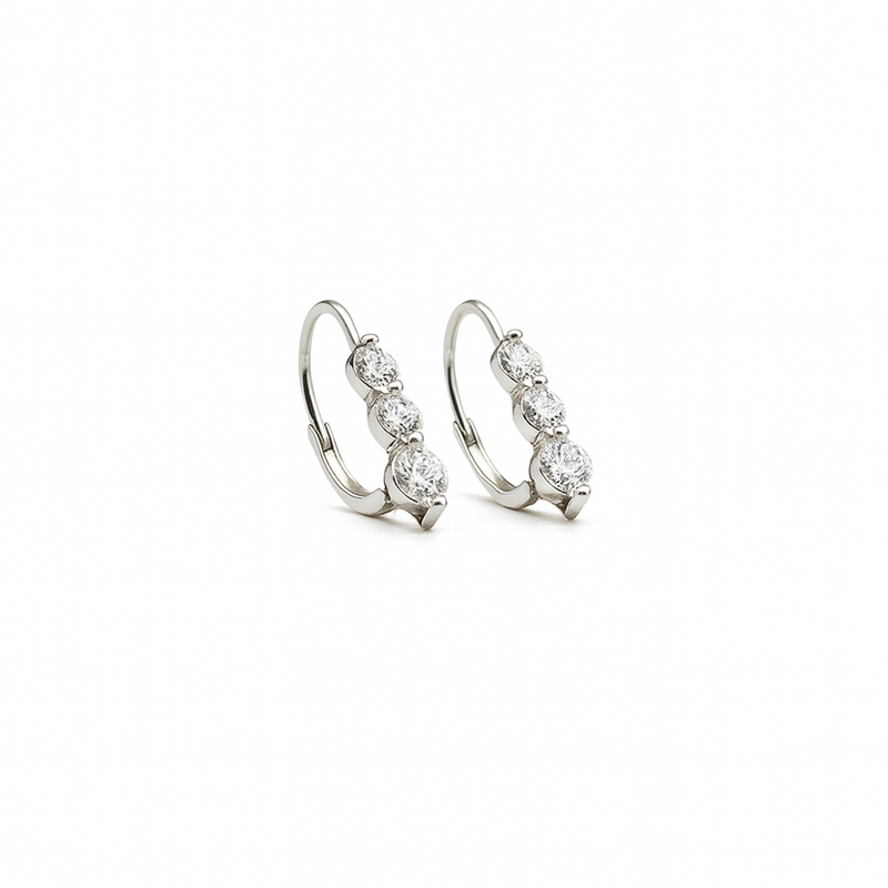 Triple Sparkle Elegance Hoop Earrings