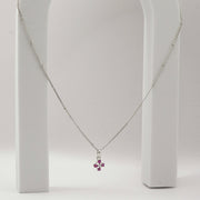 Ruby Flower Pendant Necklace