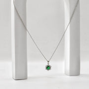 Emerald Radiance Halo Necklace