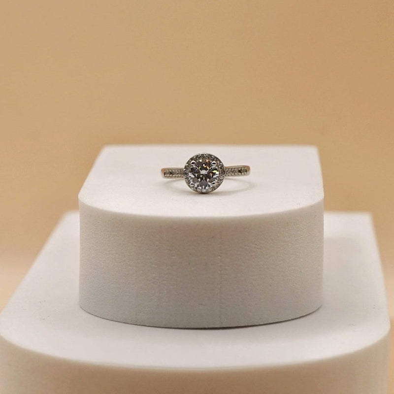 Sterling Silver Celeste Solitaire Halo Ring