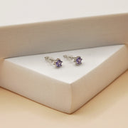 Lavender Spark Solitaire Studs