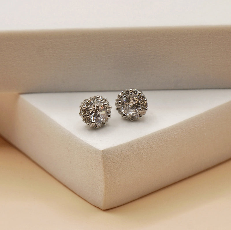 Radiant Halo Cluster Stud Earrings