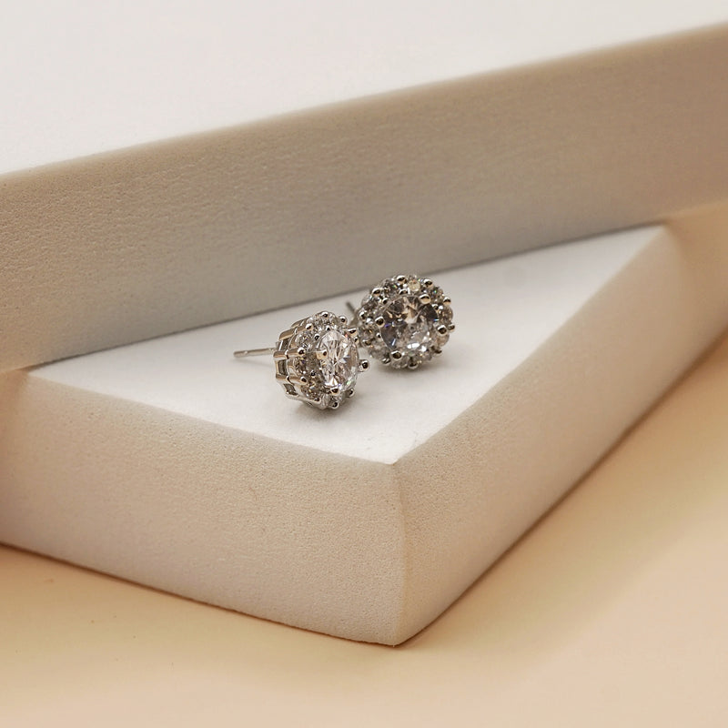 Radiant Halo Cluster Stud Earrings