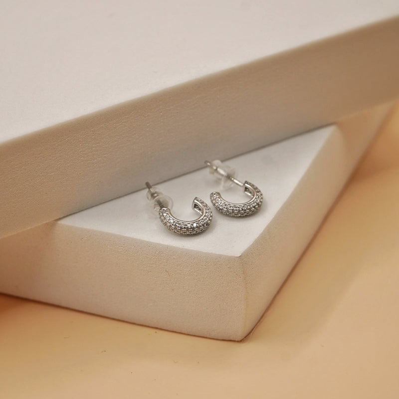 Classic Pave Half-Hoop Earrings