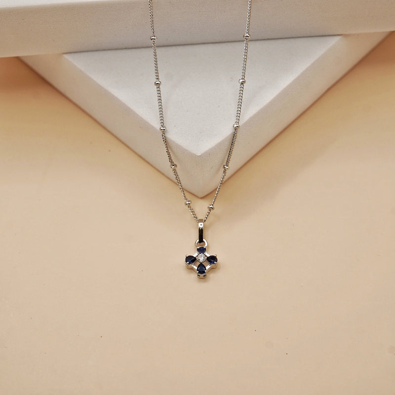Blue Flower Pendant Necklace