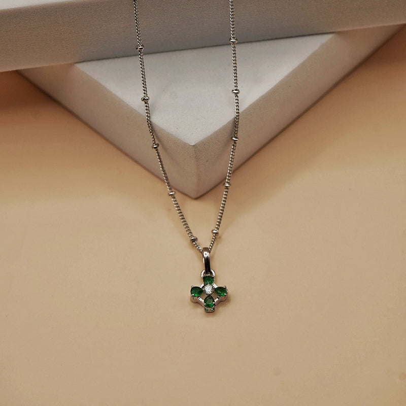 Emerald Flower Pendant Necklace