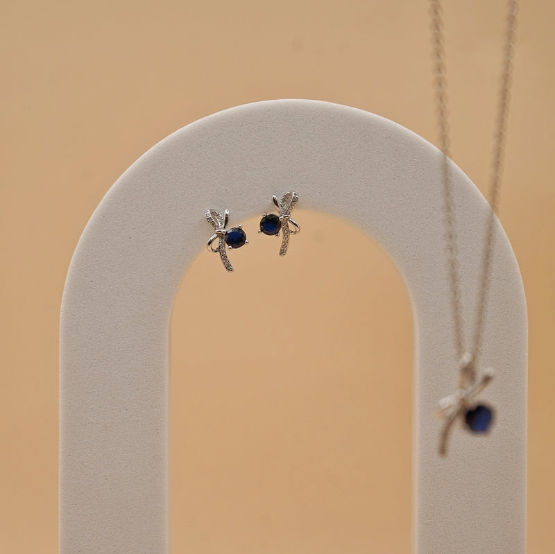 Sterling Silver Blue Ribbon Jewelry Set