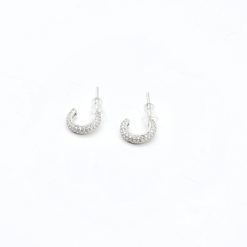 Classic Pave Half-Hoop Earrings