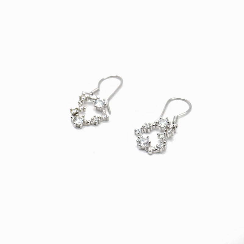 Sparkling Heart Drop Earrings