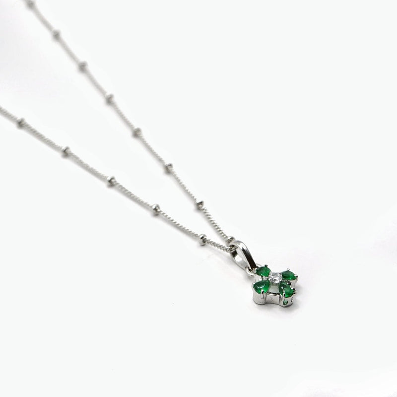 Emerald Flower Pendant Necklace