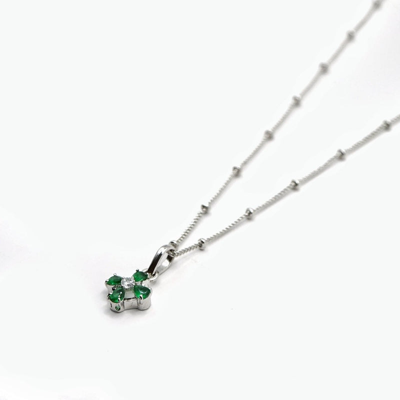 Emerald Flower Pendant Necklace