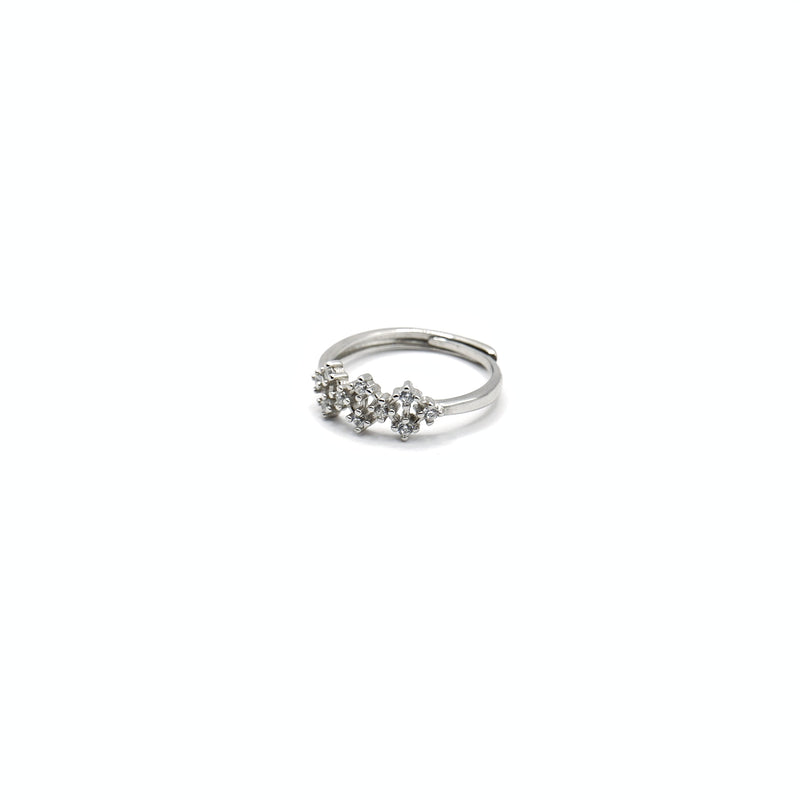 Triple Flower Cluster Adjustable Ring