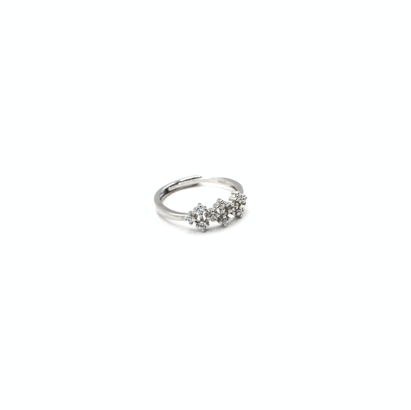 Triple Flower Cluster Adjustable Ring