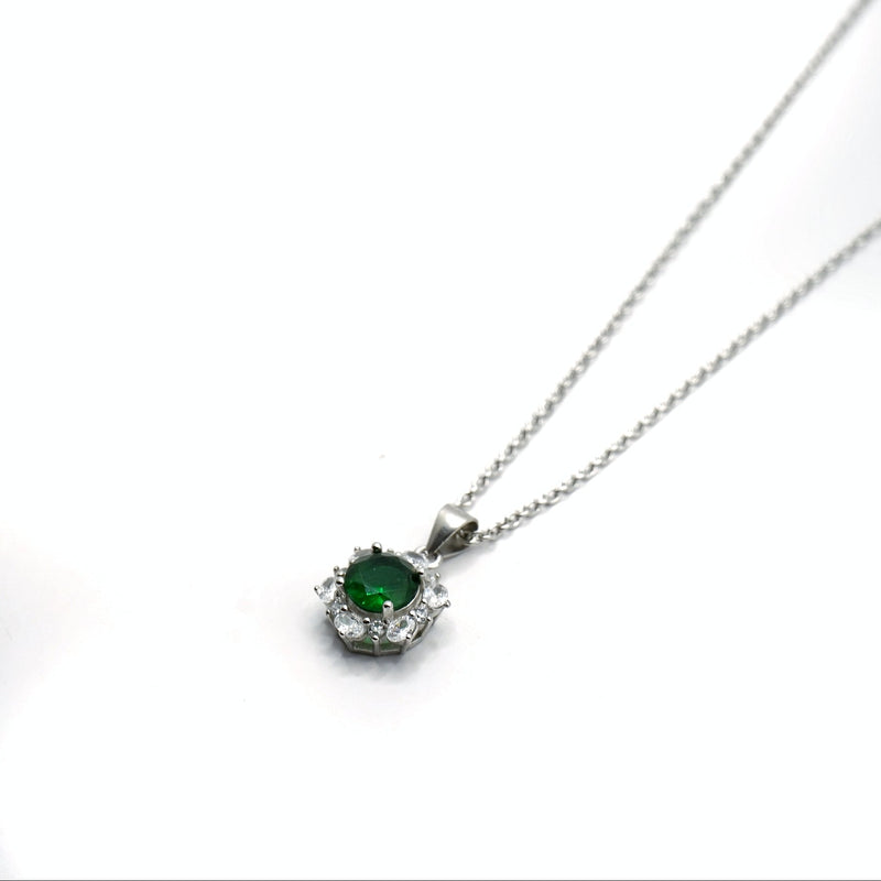 Emerald Radiance Halo Necklace