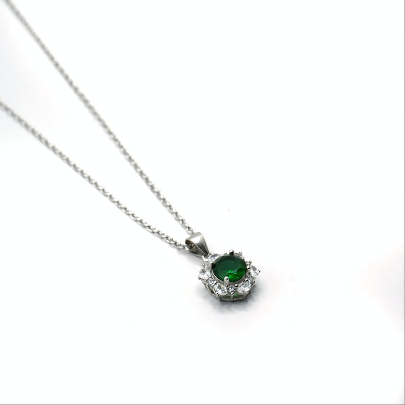 Emerald Radiance Halo Necklace