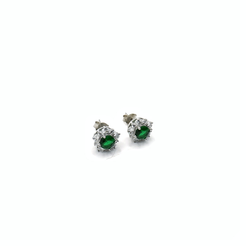 Emerald Radiance Halo Earrings