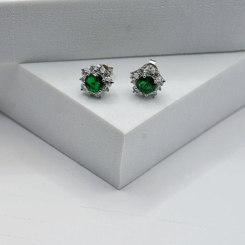 Emerald Radiance Halo Earrings