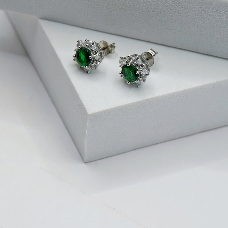Emerald Radiance Halo Earrings